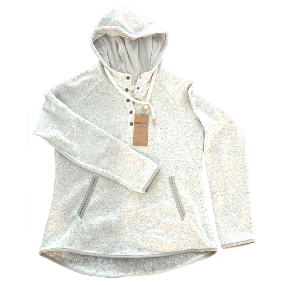 W’s  Thread & Supply Hoodie| Speckled Gray| Quarter Snap Button|Size L|NWT